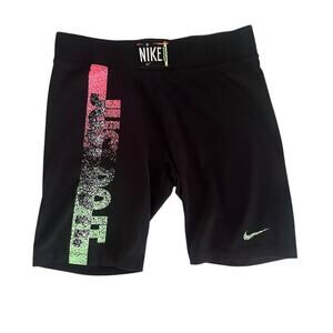 Nike Just Do It Compression Shorts Women XL Black Neon Gradient Logo DM7989-010